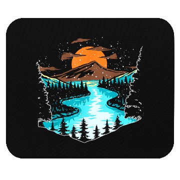 Discover Wildlife Mountain River Outdoor Nature Full Moon Mouse Pads