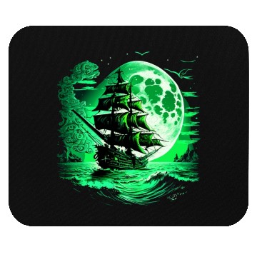 Discover Historical Sailing Ship At Full Moon. Mouse Pads