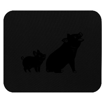 Discover Cheerful pig with piglet logo Mouse Pads