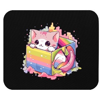 Discover Cute Kitty Rainbow Pride LGBT Transgender Cat Pun Mouse Pads