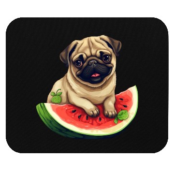 Discover Pug with Melon, Funny Summer Design for Dog Lovers Mouse Pads