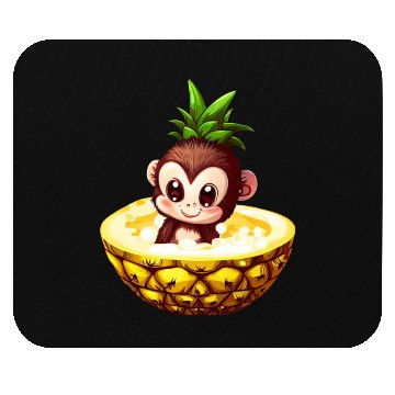 Discover Monkey Chimpanzee with Pineapple, Funny Tropical Mouse Pads