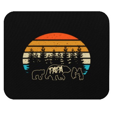 Discover Papa Bear With Three Bear Cubs Mouse Pads