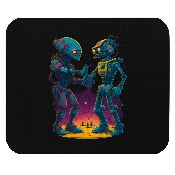 Discover An Alien and A Robot Shake Hands Mouse Pads