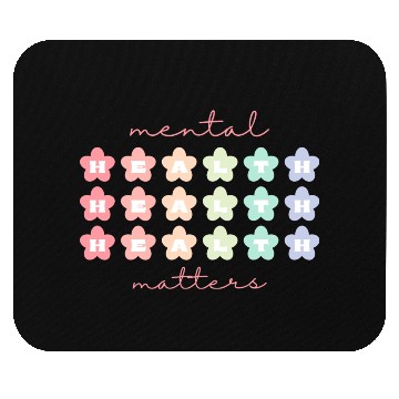 Discover Mental Health Matters Retro Flowers Pastel Rainbow Mouse Pads