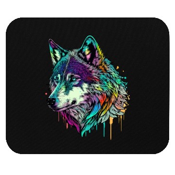 Discover Vibrant Psychedelic Wolf Illustration Mouse Pads
