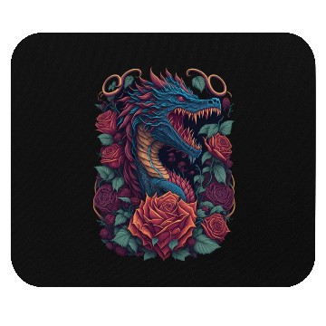 Discover Cool Dragon with Roses Dragons Fantasy Mouse Pads