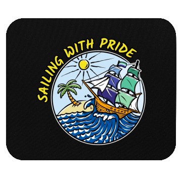 Discover LGBTQ Sailing Ship with Gay Flag, Family Vacation Mouse Pads