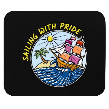 Discover LGBTQ Sailing Ship with Lesbian Flag, Vacation Mouse Pads