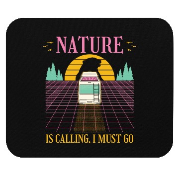 Discover Nature Is Calling I Must Go Retrowave Camping Mouse Pads