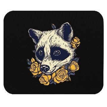 Discover Yellow Flower Raccoon Mouse Pads