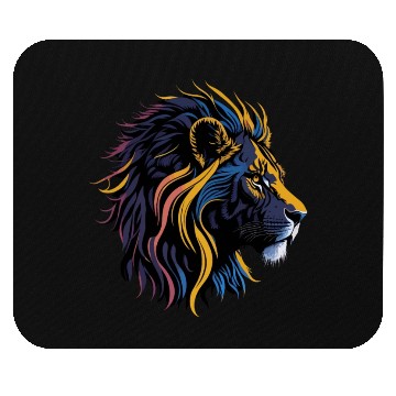 Discover Lion Head, colorful Lion Mouse Pads