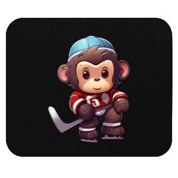 Discover Monkey Playing Ice Hockey, Athletic Animal Design Mouse Pads
