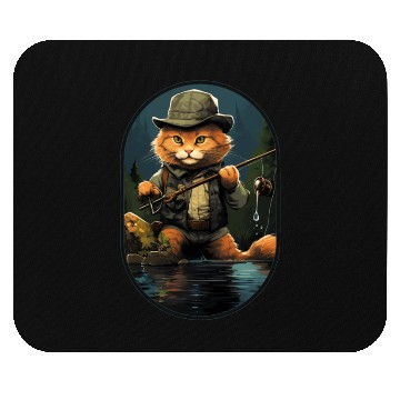 Discover Cat On Fish Cat Fisherman Mouse Pads