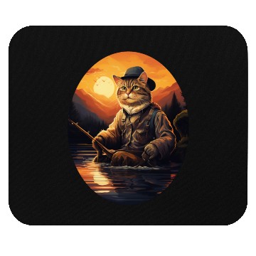 Discover Cat On Fish Cat Fisherman Mouse Pads