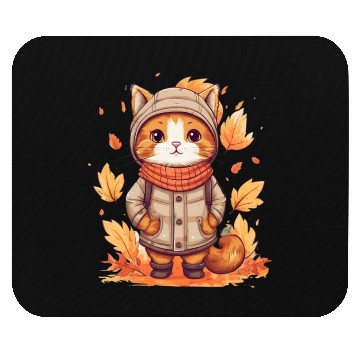 Discover Autumn Cat Nature Leaves Season Mouse Pads
