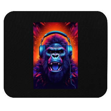 Discover Gorilla Headphones music art Mouse Pads