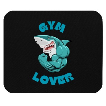 Discover Blue Illustrated Shark Gym Lover Mouse Pads