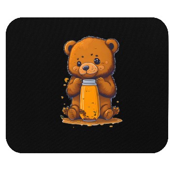 Discover Cute little Bear cup eating honey Mouse Pads