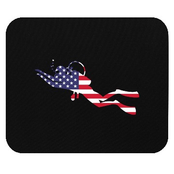 Discover American Flag USA Diving Scuba Diver Mouse Pads