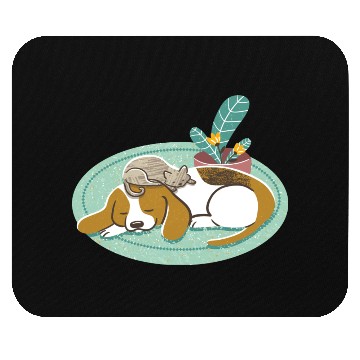 Discover Sleepy Beagle And Cat Mouse Pads