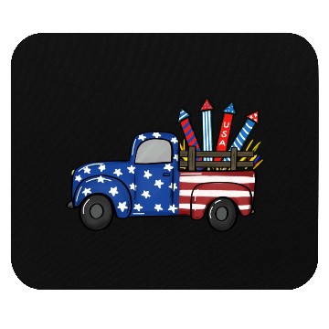 Discover Usa Flag Truck Mouse Pads