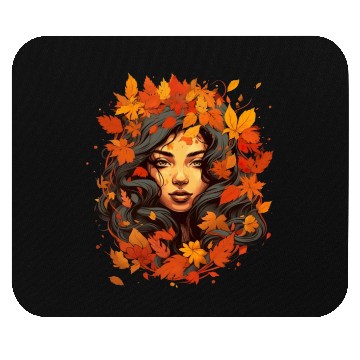 Discover Autumn Woman Nature Leaves Season Mouse Pads
