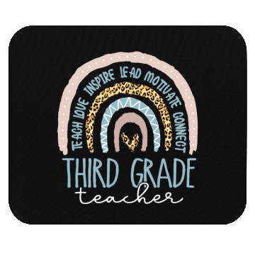 Discover Third Grade Teacher Leopard Rainbow Mouse Pads