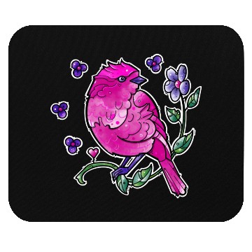 Discover Fuchsia Pink Bird Mouse Pads