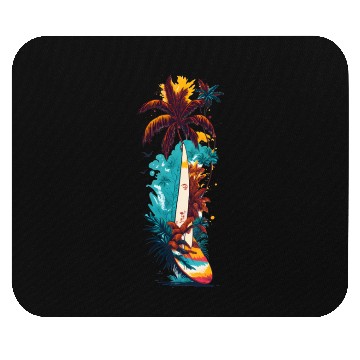 Discover Surfing Board ,waves and Coconut Tree Mouse Pads