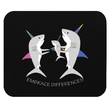 Discover Shark Unicorn Embrace Differences Mouse Pads
