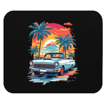 Discover Retro classic car in Miami street Mouse Pads