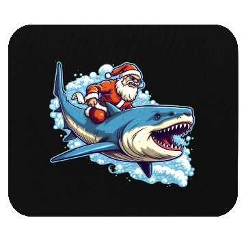 Discover Santa Claus riding a shark Mouse Pads