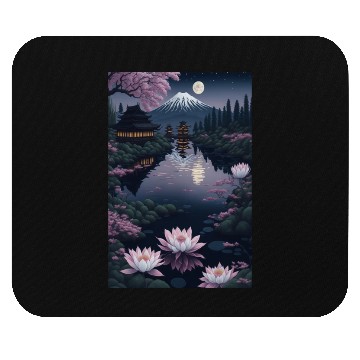 Discover Asia Landscape by night Serene Mount Fuji Mouse Pads