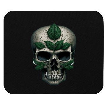 Discover skull with a four-leaf clover in the center T-shir Mouse Pads