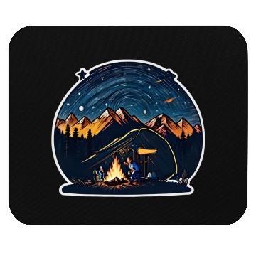 Discover Camper Sitting By A Campfire Mouse Pads