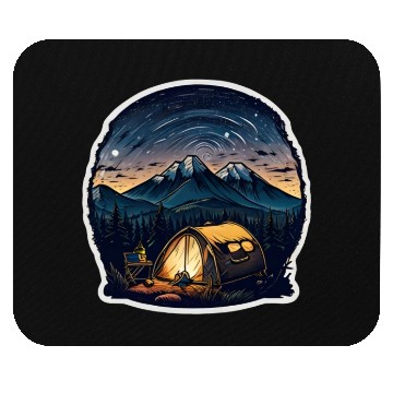 Discover A Camper Sitting By A Campfire Mouse Pads