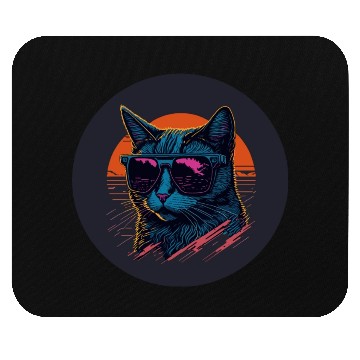 Discover Synthwave Cat art Mouse Pads