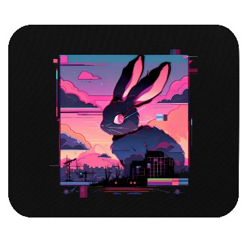 Discover Synthwave Rabbit Cyber Bunny Retro Mouse Pads