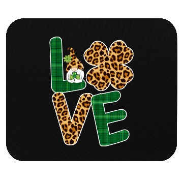 Discover Love Irish Gnome Shamrock Leopard Plaid St Mouse Pads