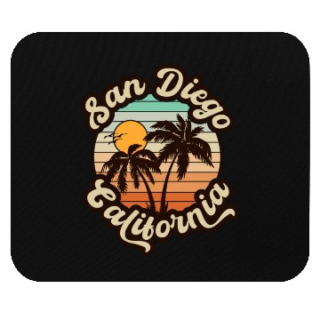 Discover San Diego California Beach Retro Palm Trees Sunset Mouse Pads