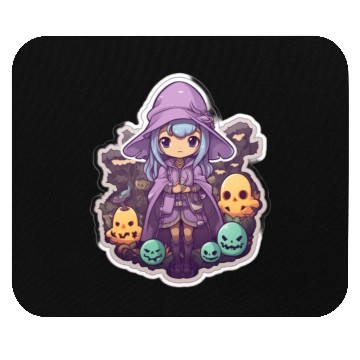 Discover Cute Cartoonish Necromancer Summoning Friends Mouse Pads