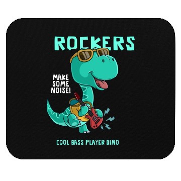 Discover ROCKERS MAKE SOME NOISE COOL BASS PLAYER DINO Mouse Pads