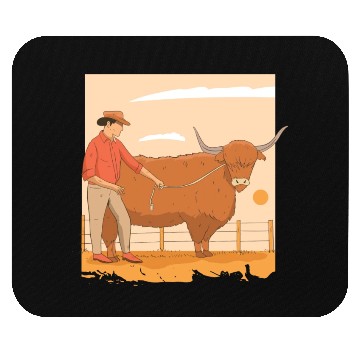 Discover Farmer With Highland Cow Mouse Pads