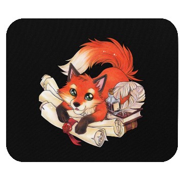Discover Fox with books and scrolls, ink reading Mouse Pads