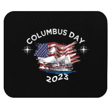Discover Exploring Columbus Day Compasses USA Flags Mouse Pads