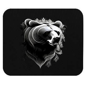 Discover Dark muzzle black and white Mouse Pads Russian Ornam.