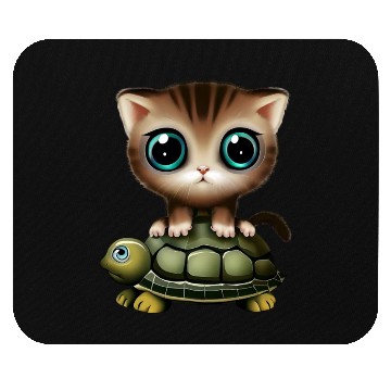Discover Kitten on turtle Mouse Pads