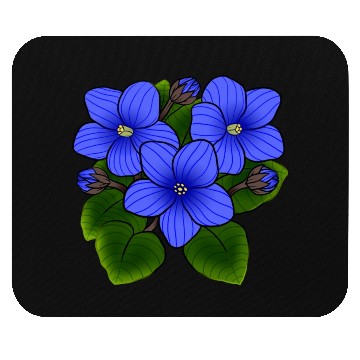 Discover Blue African Violets In Black Mouse Pads