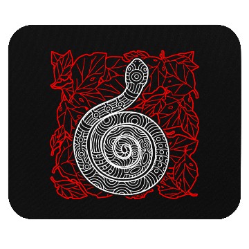 Discover Tribal Snake Ink Art Tattoo Red White Mouse Pads